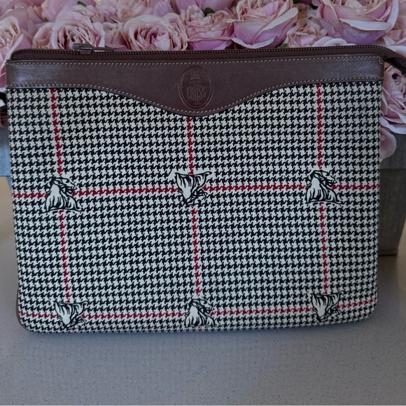 Mark Cross vintage Zippered pouch clutch houndstooth print - Picture 10 of 15